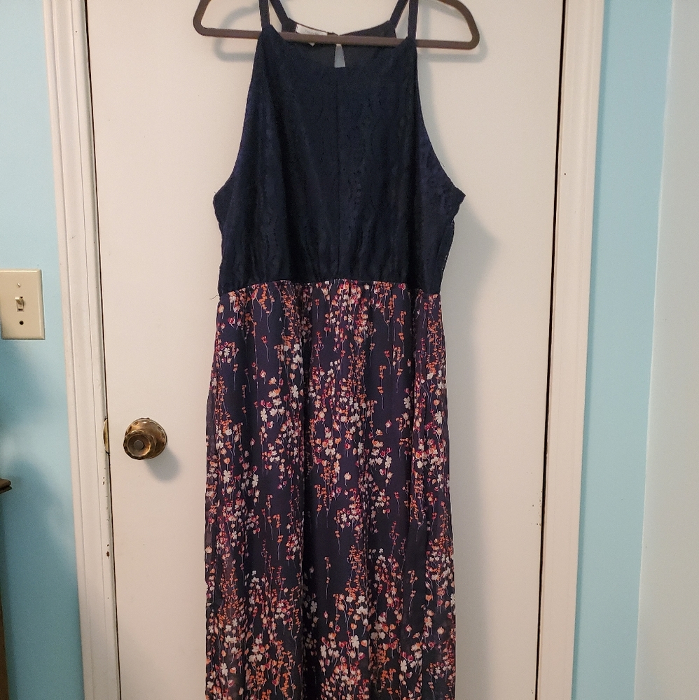 Navy and floral maxi dress